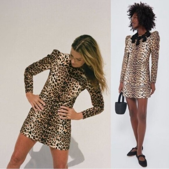 Tuckernuck x India Hicks Leopard Domino Dress M NWT Animal Print Party Mini - Picture 3 of 11